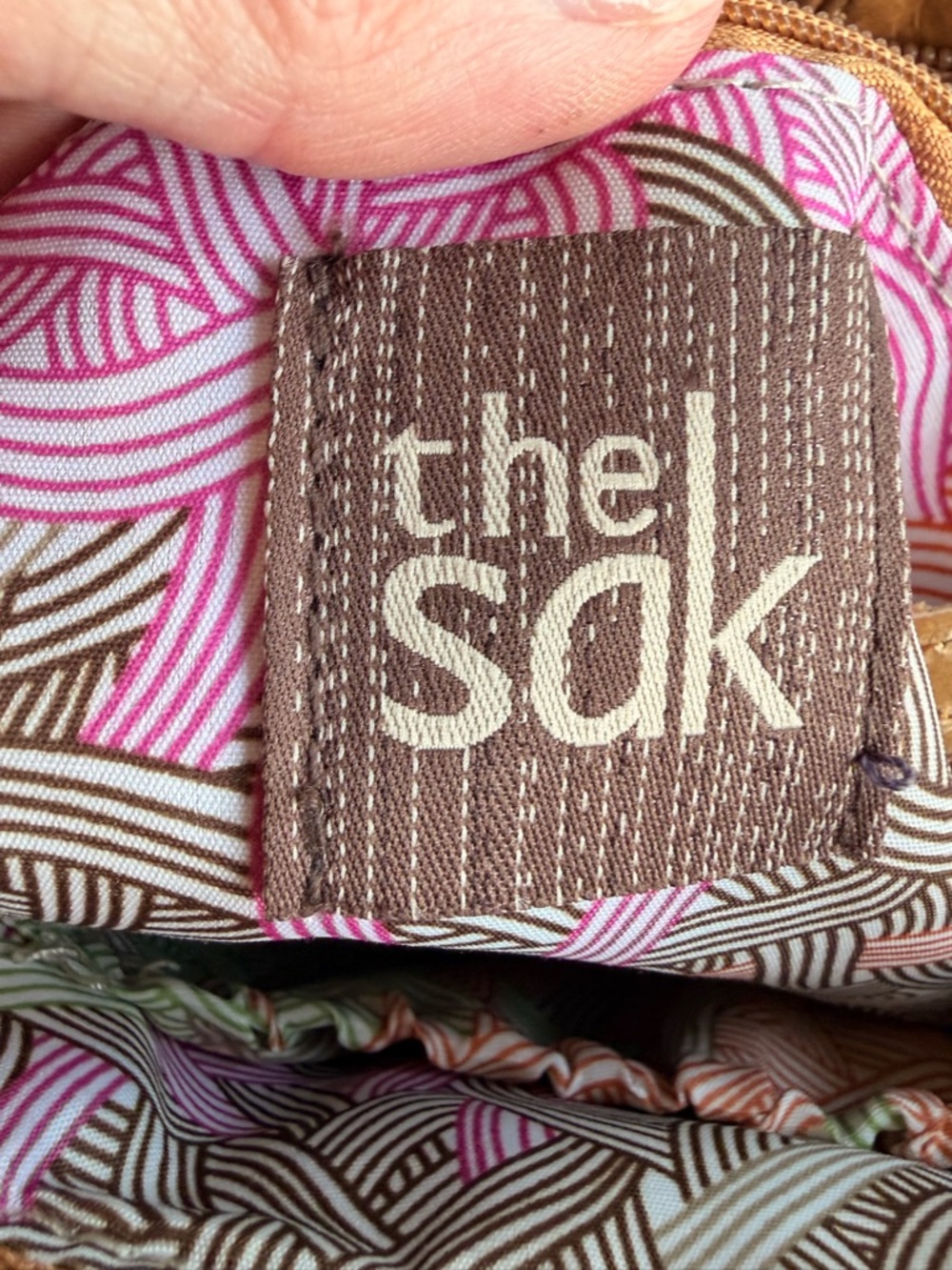The Sak Tan Woven Pinched Leather Clutch Colorful Crossbody - Picture 6 of 8